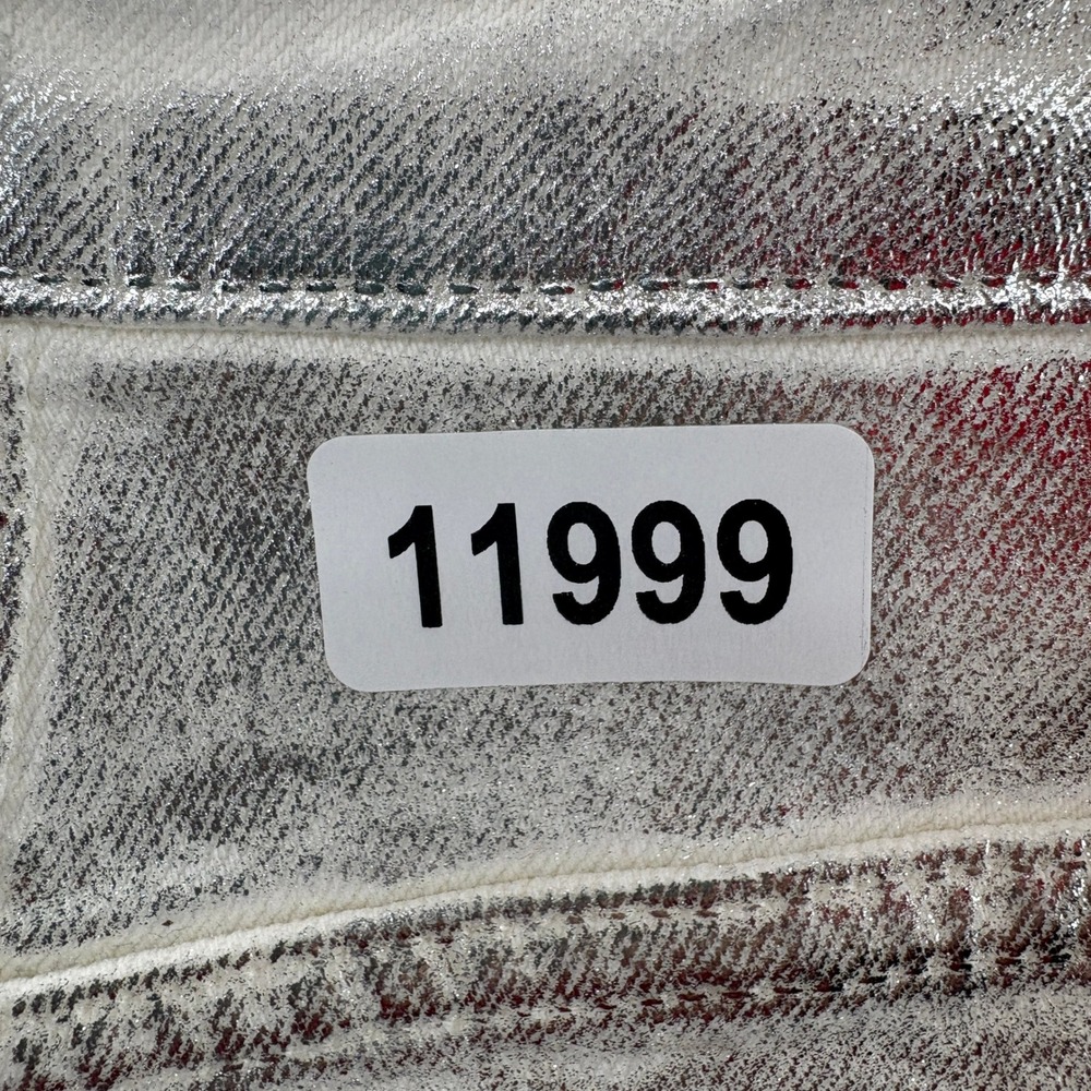 Pilcro Jeans Women 28 Silver Metallic High Rise Straight Leg Denim Pants - Picture 16 of 16